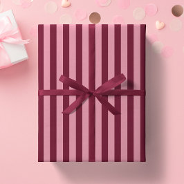 Papel De Regalo Burgundy y franja rosa patrón atrevido rojo cereza