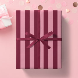 Papel De Regalo Burgundy y franja rosa patrón negrita rojo cereza