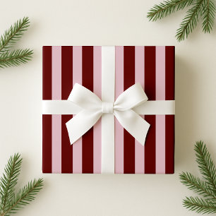 Papel De Regalo Burgundy y rosa negrita audaz Stripe vacaciones Wr