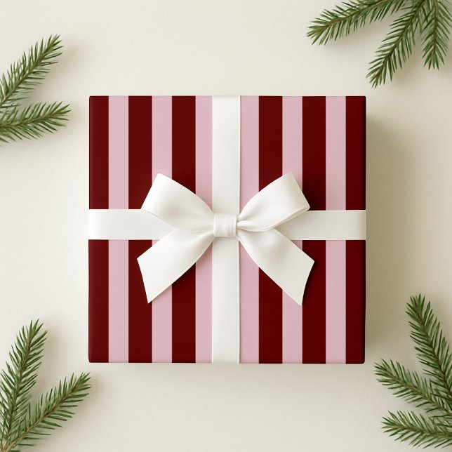 Papel De Regalo Burgundy y rosa negrita audaz Stripe vacaciones Wr (Subido por el creador)