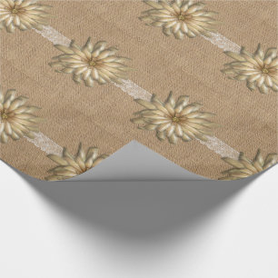 Papel De Regalo Burlap Lace y Tan Flower