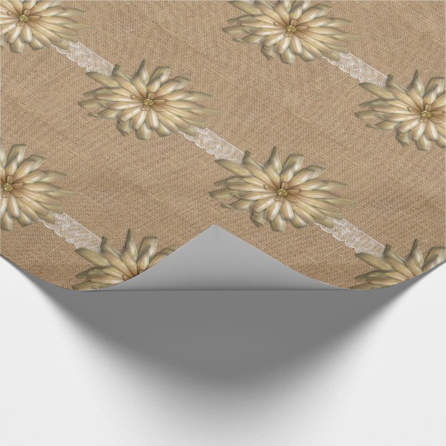 Papel De Regalo Burlap Lace y Tan Flower (Esquina)