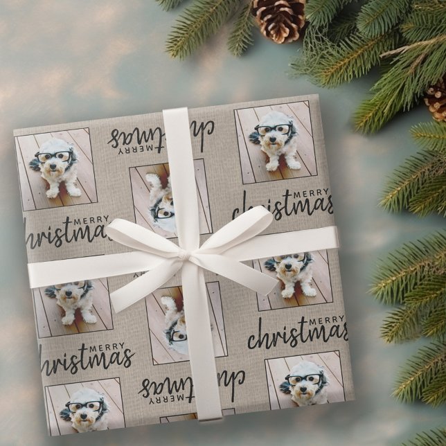 Papel De Regalo Burlap ruso con una foto cuadrada (Personalized Wrapping paper - 1 Photo)