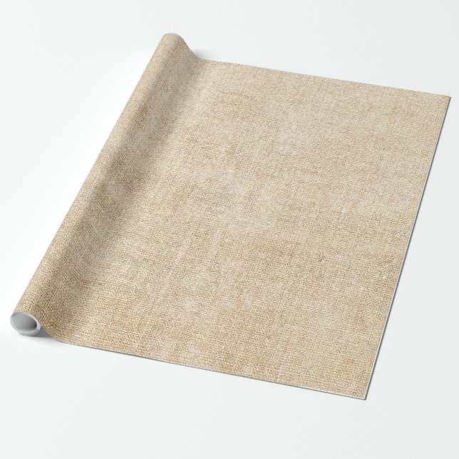 Papel De Regalo Burlap Rustic Khaki Tan Wrapee Paper (Desenrollado)