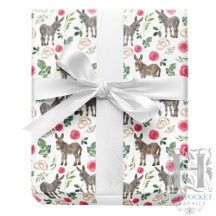Papel de Regalo Burro Rústico Floral Rosa