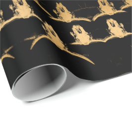Papel De Regalo Burro Skulls Black Gold Elegante
