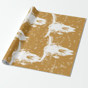 Papel De Regalo Burro Skulls blanco elegante patrón Purpurina dora