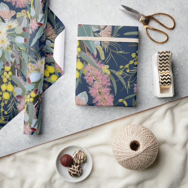 Papel De Regalo Bush nativo florece azul real (Artesanía)