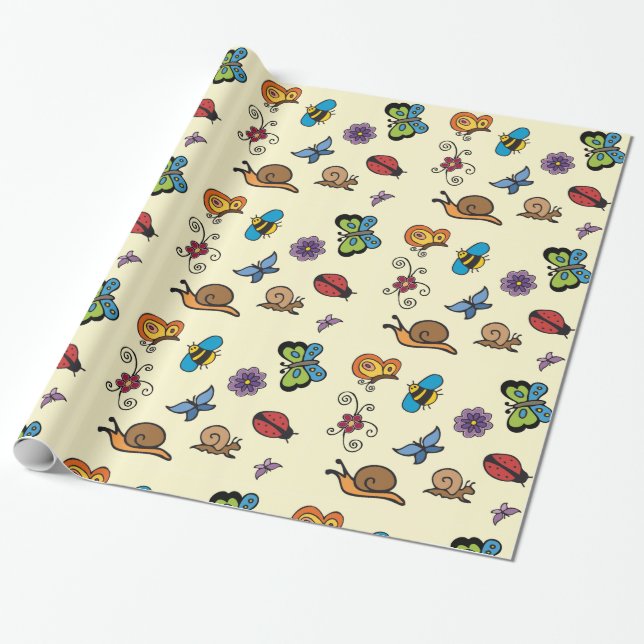 Papel De Regalo Butterflies Snails Insect Thunder_Cove (Desenrollado)