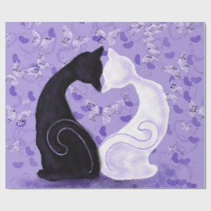 Papel De Regalo Butterfly Hearts Wrapping Paper Couple Cat Love