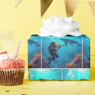 Papel De Regalo Buzo tocando un violín para una ballena