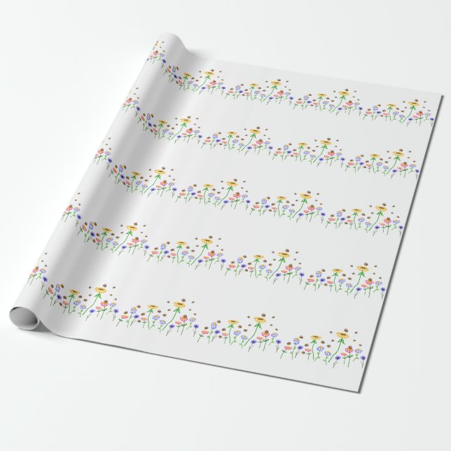 Papel De Regalo BuzzAboutBees Bumblebees and Flowers Gift Wrap (Desenrollado)