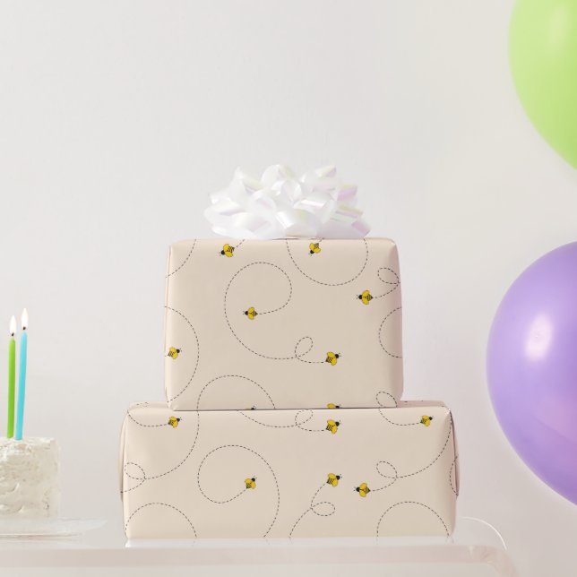 Papel De Regalo Buzzing Bees Antiguo White Seamless (Regalos de fiesta)