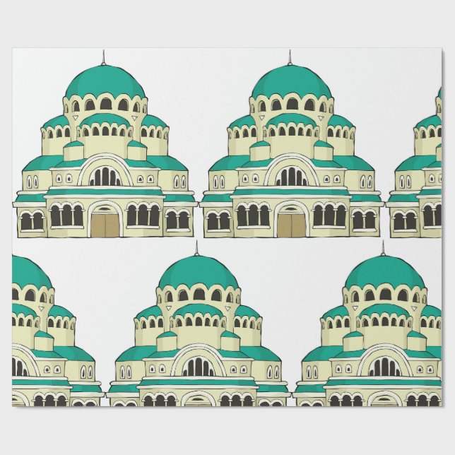 Papel De Regalo Byzantine Architecture Teal Dome Cathedral (Superficie plana)
