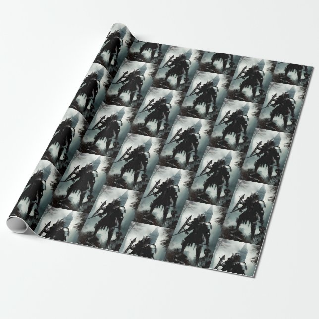 Papel De Regalo Caballero oscuro medieval (Desenrollado)