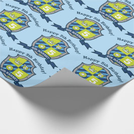 Papel De Regalo caballeros escudo niños 5 cumpleaños oso azul envo