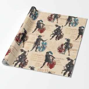 Papel De Regalo Caballeros medievales en brillante armadura milita
