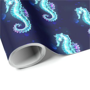 Papel De Regalo caballito de mar de hielo de cristal sobre fondo a