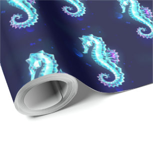 Papel De Regalo caballito de mar de hielo de cristal sobre fondo a