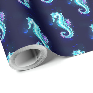 Papel De Regalo caballito de mar de hielo de cristal sobre fondo a