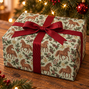 Papel De Regalo Caballo Americano Bashkir Rizado Navidad