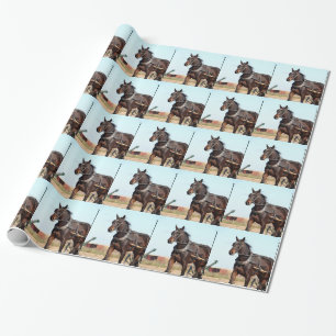 Papel De Regalo Caballo Amish rural y buggy