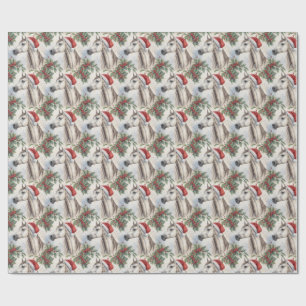 Papel De Regalo Caballo Árabe Navidad Acebo Acuarela