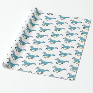 Papel De Regalo Caballo azul