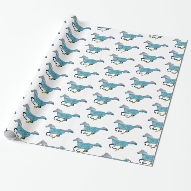 Papel De Regalo Caballo azul (Desenrollado)