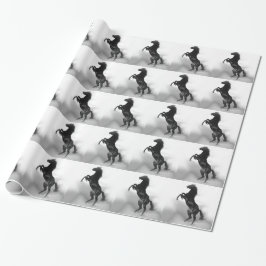 Papel De Regalo Caballo blanco negro