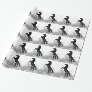 Papel De Regalo Caballo blanco negro