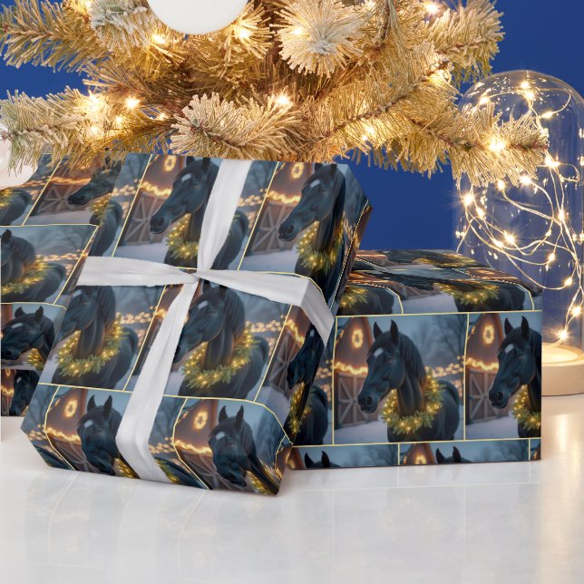 Papel De Regalo Caballo con Navidades iluminados Wreath (Vacaciones)