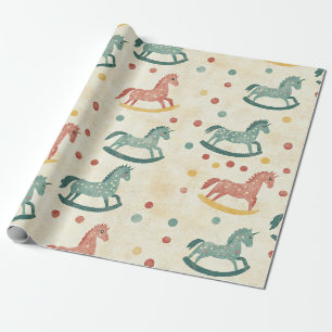 Papel De Regalo Caballo de Juguete Antiguo Estilo Plaid Óxido Patr