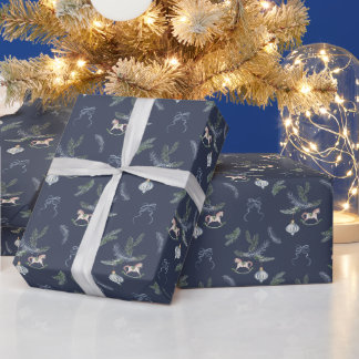 Papel De Regalo Caballo de Juguete Antiguo y Navidad de Pino