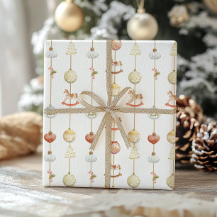 Papel De Regalo Caballo de Juguete Elegante de Navidad Vintage 