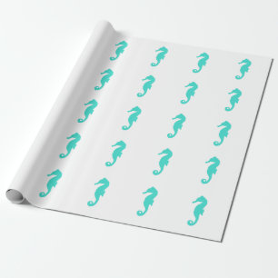 Papel De Regalo Caballo De Mar De Decoración Costera Blanca