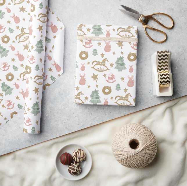 Papel De Regalo Caballo de Navidad de Madera Mecedora (Artesanía)