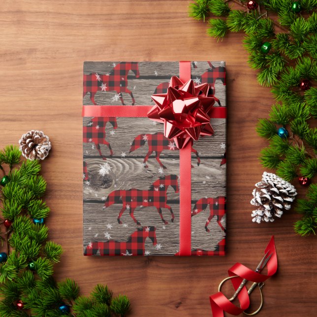 Papel De Regalo Caballo de Navidades con salsa de búfalo de nieve  (Regalo de vacaciones)