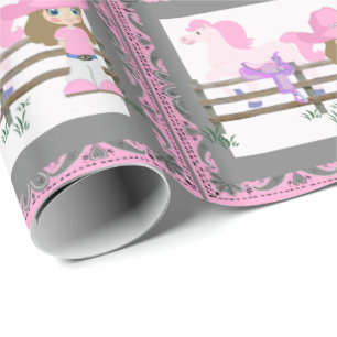 Papel De Regalo Caballo de Oro Rodeo Niña