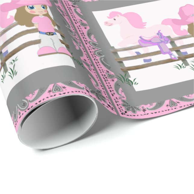 Papel De Regalo Caballo de Oro Rodeo Niña (Esquina del rollo)