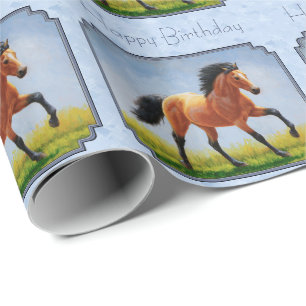 Papel De Regalo Caballo de piel de hebilla con luz azul