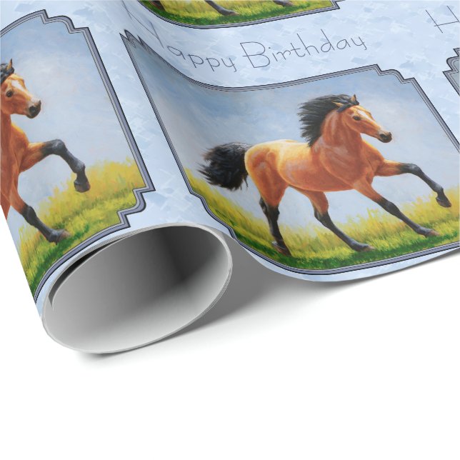 Papel De Regalo Caballo de piel de hebilla con luz azul (Esquina del rollo)