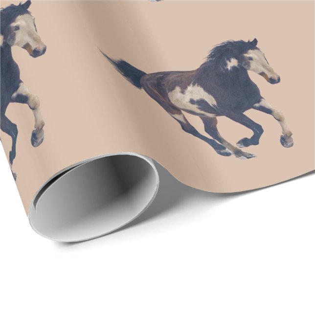 Papel De Regalo Caballo de pintura Pinto americano de Galloping Wi (Esquina del rollo)