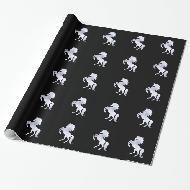Papel De Regalo Caballo de plata negro (Desenrollado)
