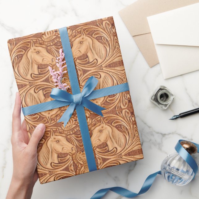 Papel De Regalo caballo ecuestre rústico de cuero de campo occiden (Regalar)