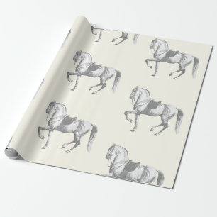 Papel De Regalo Caballo elegante de Lipizzería Blanco Vintage