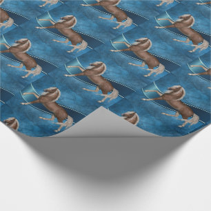 Papel De Regalo Caballo en azul con cinta de opciones SM imprimir 