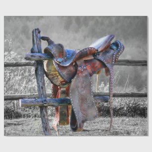 Papel De Regalo Caballo En La Valla De Corral En Occidente