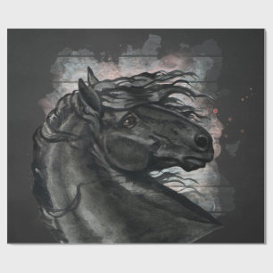 Papel De Regalo Caballo frisón negro