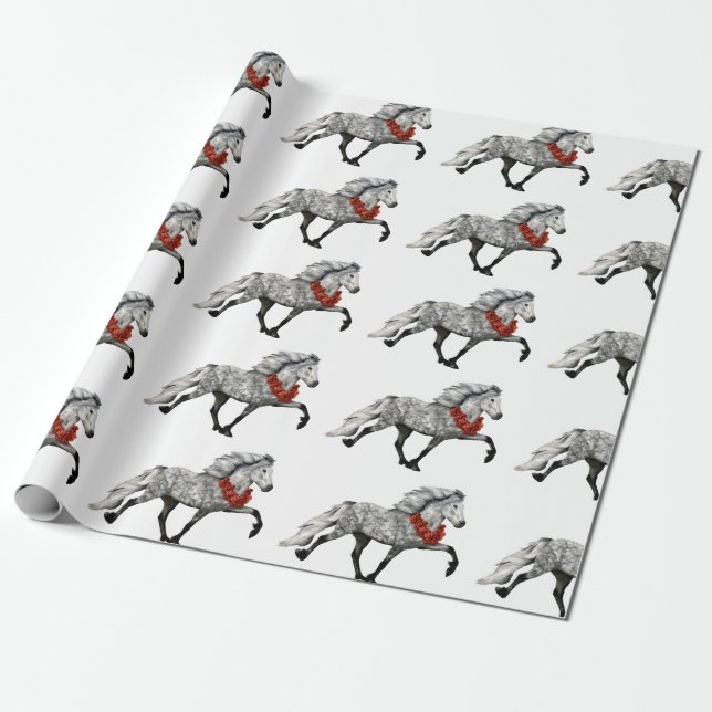 Papel De Regalo Caballo islandés de Navidad (Desenrollado)